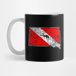 South Dakota Dive Scuba Diving State Map Dive Flag Distressed Mug